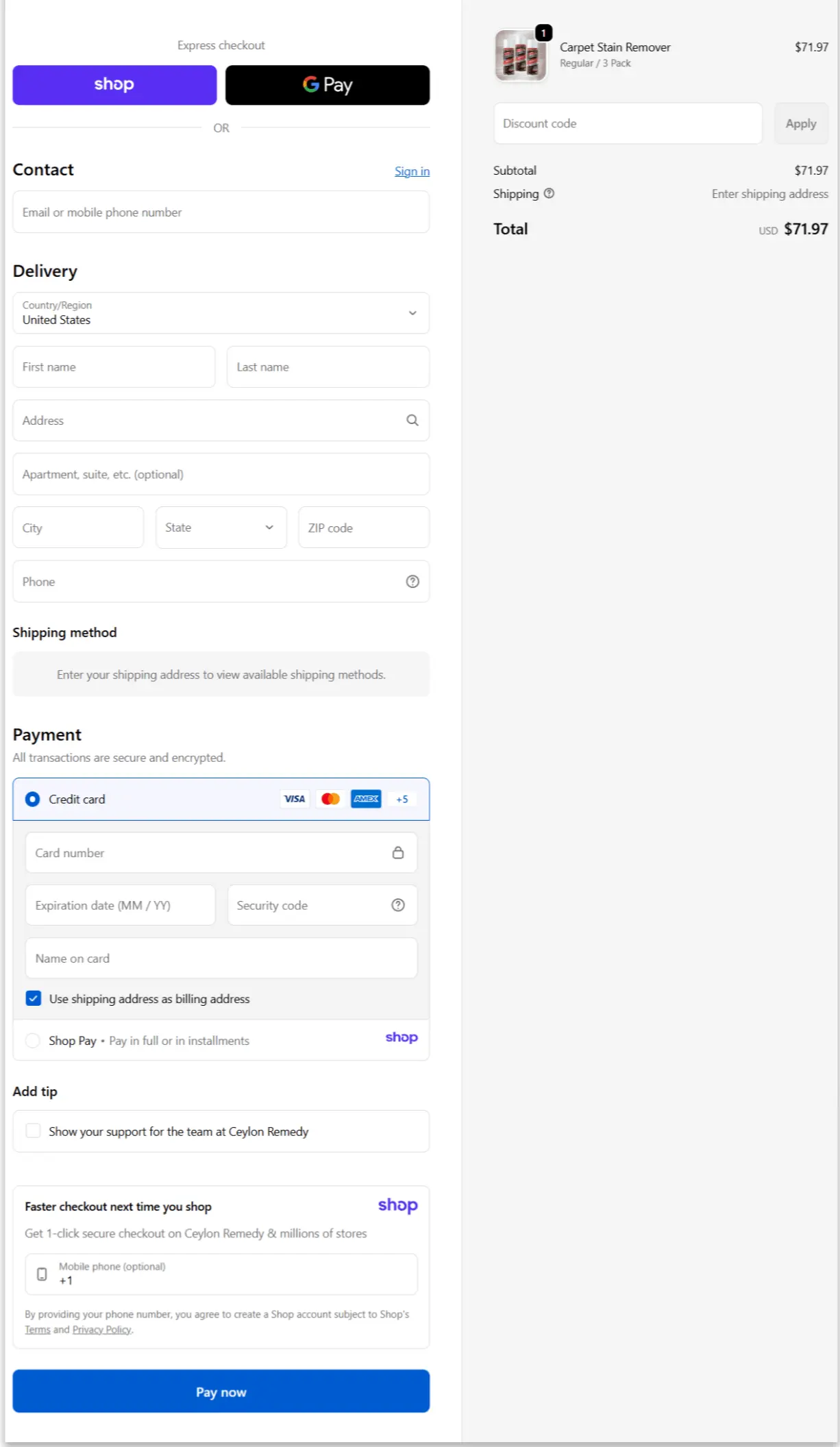 Bull Shot Secure Checkout Page